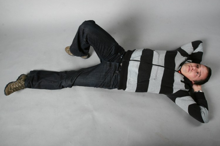 Ilea sprawls out on the floor after nearly five hours in the studio on the second day of shooting. Ilea had already had a rough day before starting work in the studio at 9 p.m. [Tuesday, Feb. 17 -- but, technically, Wednesday, Feb. 18]]